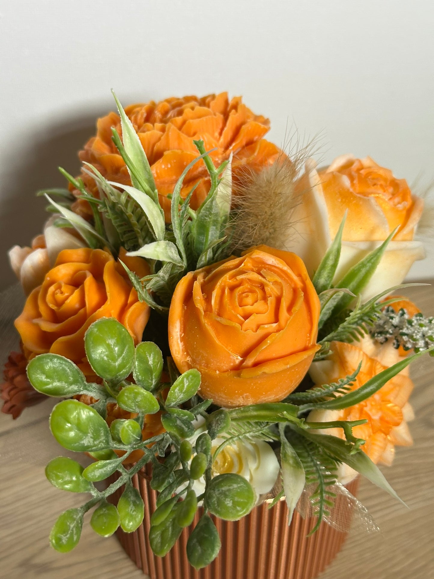 Orange Grey and Green Bouquet